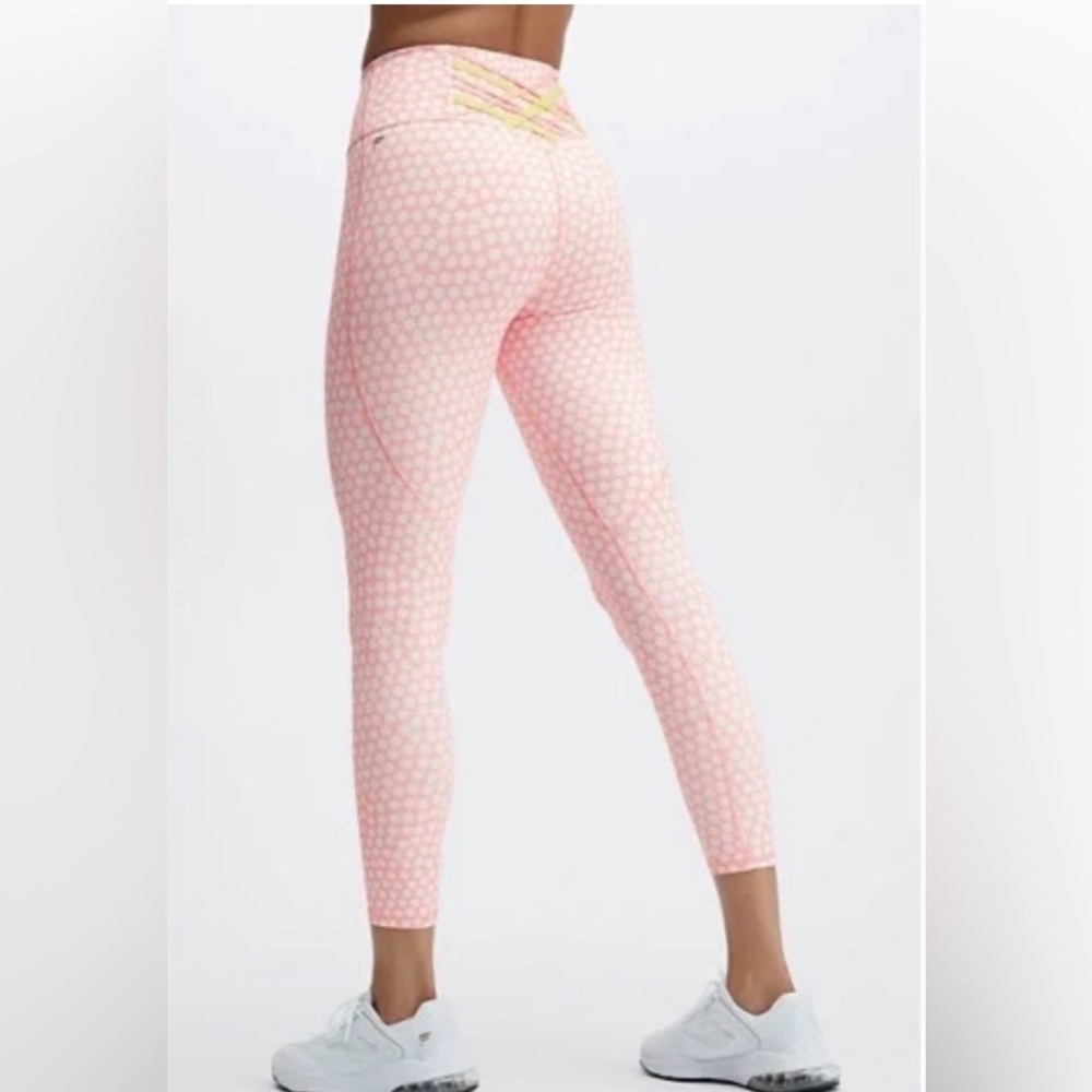 Fabletics Porter Daisy/ Pink Dust/ Wild Lime High Waisted 7/8 Leggings